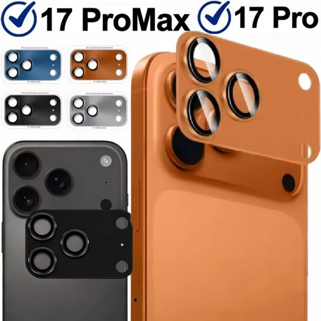Kameraobjektivschutz aus Aluminiumlegierung und gehärtetem Glas für iPhone 17 Pro Max in Orange - Bild 1