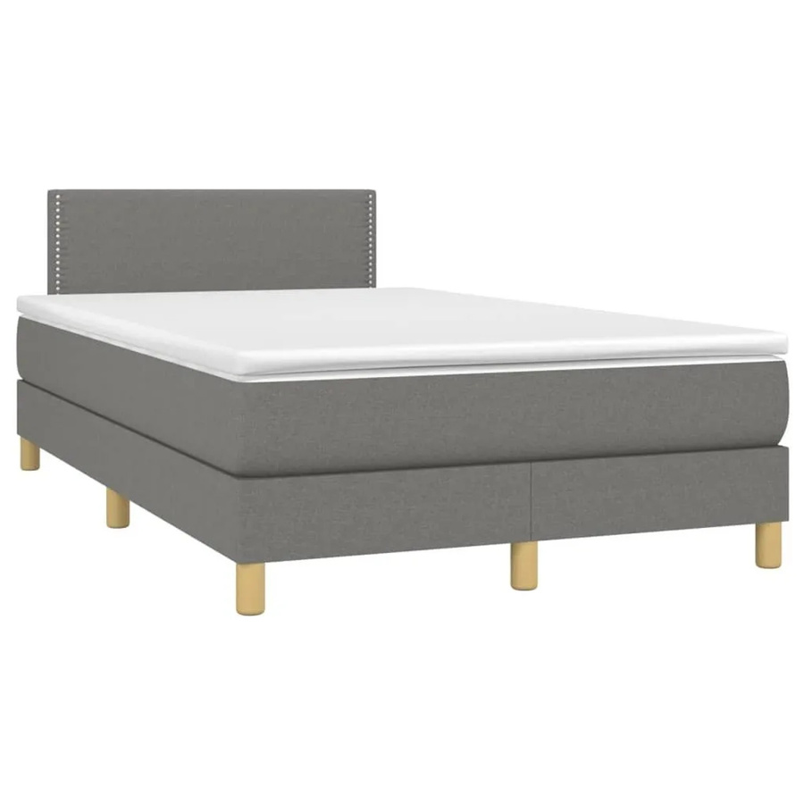vidaXL Boxspringbett mit Matratze und LED-Unterbettbeleuchtung in Dunkelgrau, Hybrid-Bett mit USB-Ladeport und Taschenfederkern, B/T: 120 x 190 cm - Bild 2