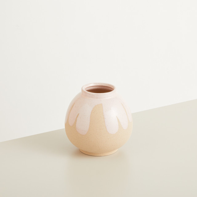 Keramik Vase BLUME2000 in Rosa und Sand mit modernem Design, Höhe: 18,5 cm - Bild 1