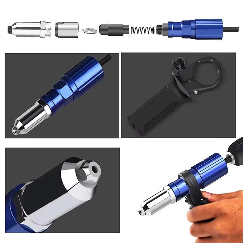 SLADE Elektrische Nietpistole mit Bit-Adapter für Nietmuttern von 2,4 mm bis 4,8 mm in Blau - Bild 3