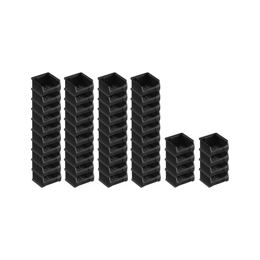 PROREGAL ESD Sichtlagerbox Set 48 Stück, Schwarz, H x B x T: 6 x 10 x 10 cm, 0,4 Liter, Leitfähige Sichtlagerbehälter mit Griffen und Stapelfunktion - Bild 2