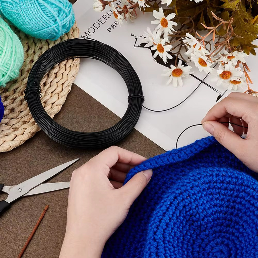 Schwarzer Millinery-Draht für DIY-Nähzubehör und Blumenarbeiten, 50 m Länge, Durchmesser: 1 mm, Farbe: Schwarz - Bild 3