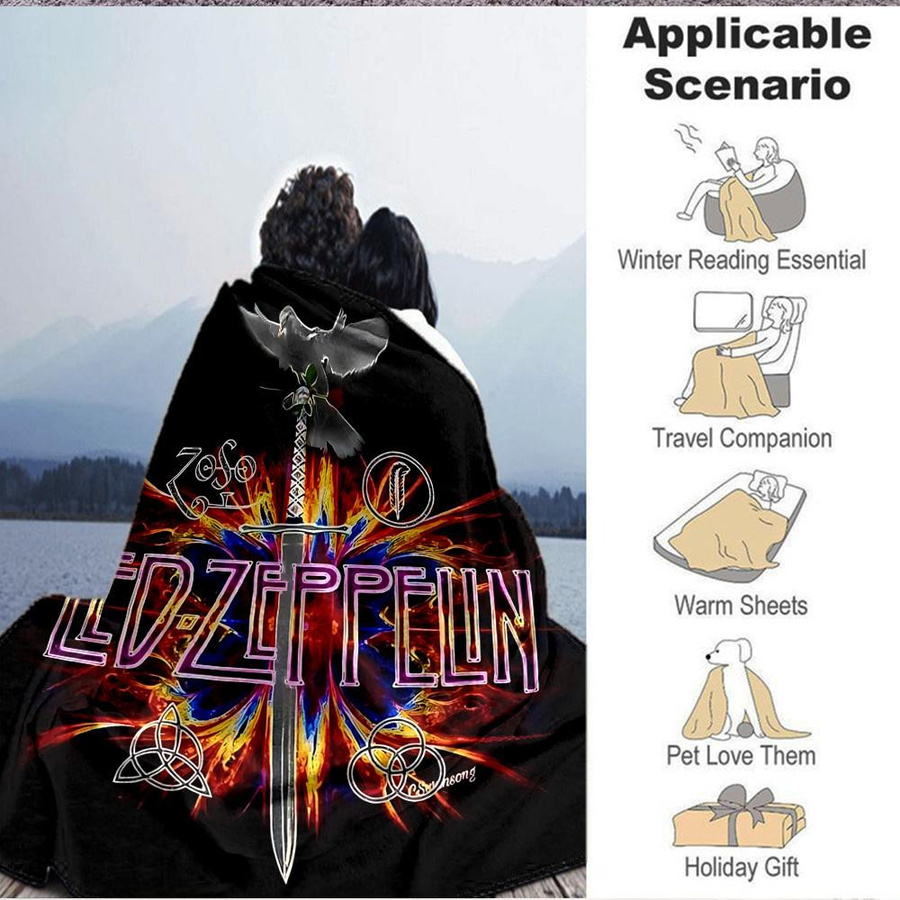 Yun Heng Four Flanell Überwurf LED Zeppelin Design in Multicolour, B/B: 80 x 120 cm - Bild 5