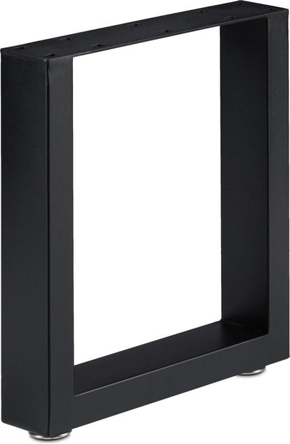 Relaxdays 2er Set Tischkufen aus Stahl in Schwarz Matt, B/T: 40 x 43 cm - Bild 1