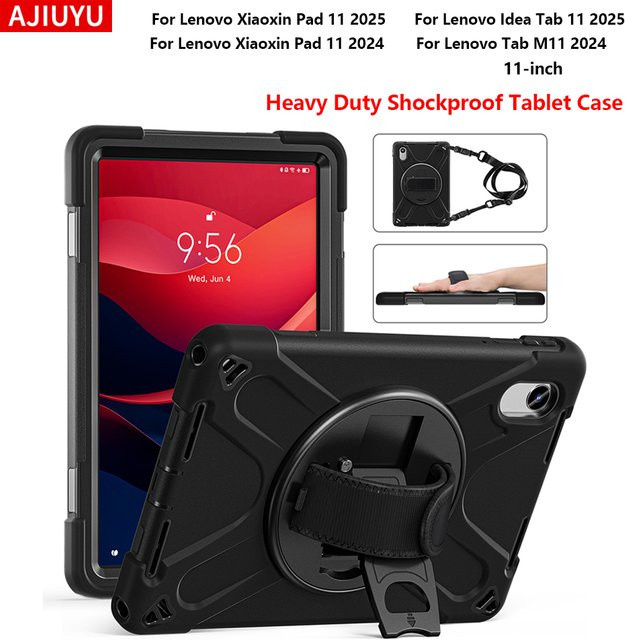 Robuste und stoßfeste Silikonhülle für Lenovo Idea Tab 11 Xiaoxin Pad 11 2024 2025 Tab M11 11-Zoll-Tablet in Schwarz - Bild 1