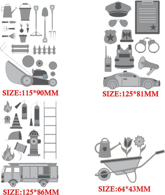Metall Schneidestanzform Feuerwehr Auto für Scrapbooking und Bastelarbeiten in Grau - Bild 1