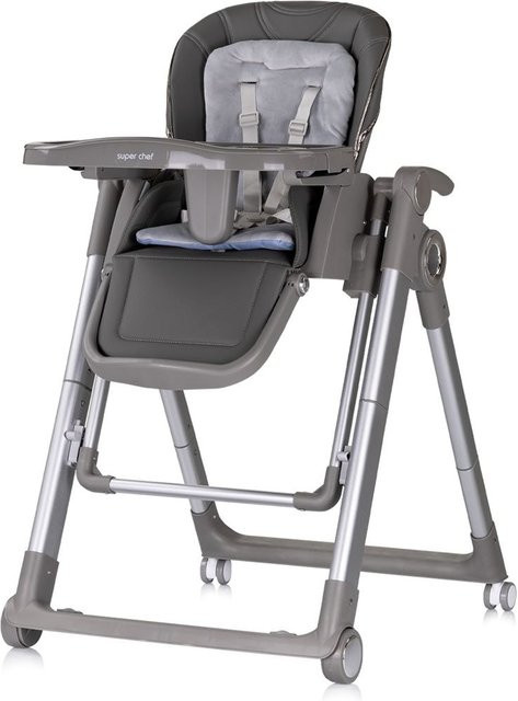 Chipolino Kinderhochstuhl 2 in 1 Super Chef Babyschaukel mit Fußstütze und Armlehnen, klappbar, grau - Bild 1