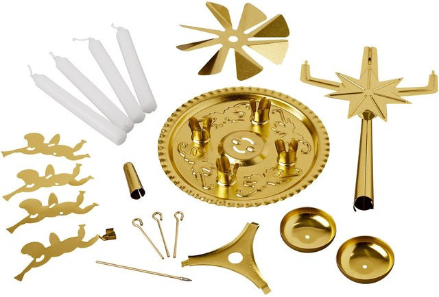 Knox Weihnachtsdekoration Lichter-Glockenspiel mit Engel und 4 Kerzen in Gold und Weiss - Bild 1
