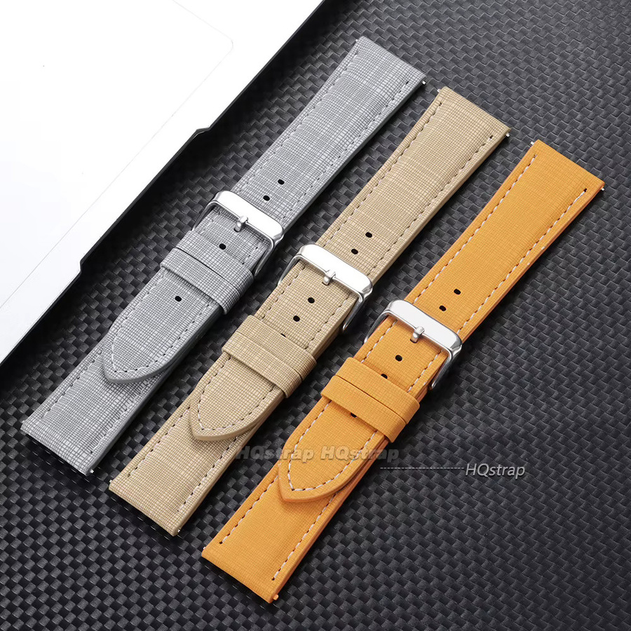 HQstrap Uhrenarmband Leder, Karomuster, Schwarz, Beige, Grau, Unisex - Bild 3