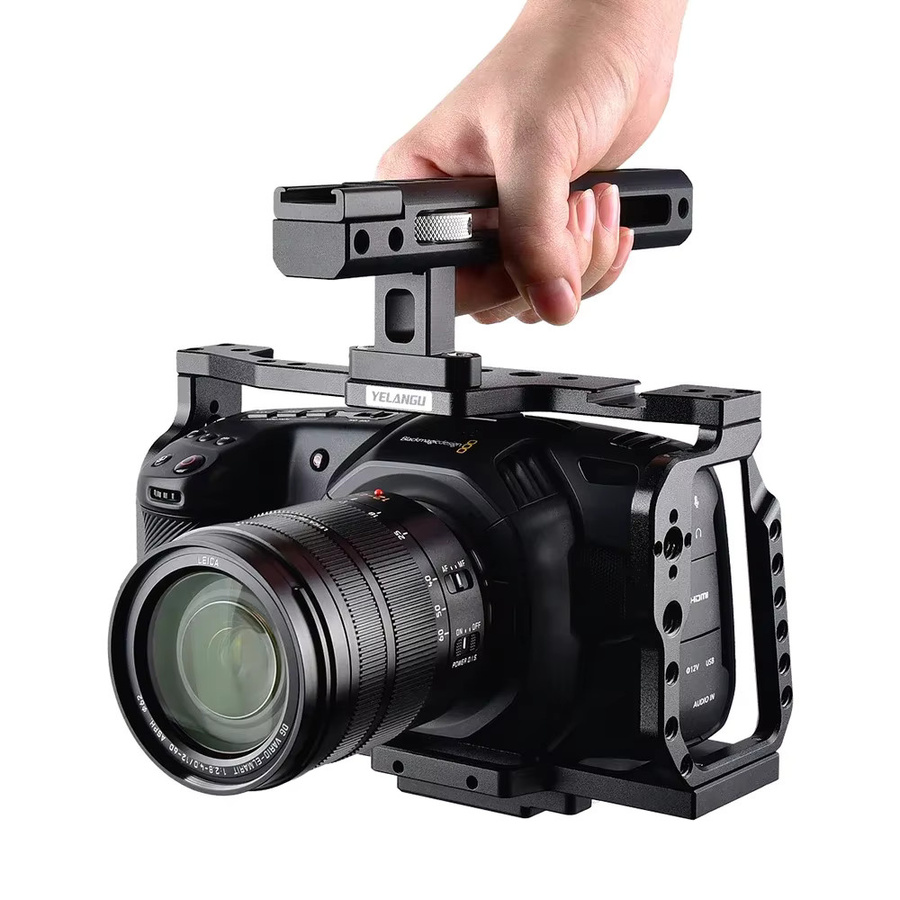 Yelangu C9 Kamerakäfig-Rig-Kit für BMPCC 4K und 6K aus Aluminiumlegierung in Schwarz mit Schnellplatte und oberem Griff - Bild 2