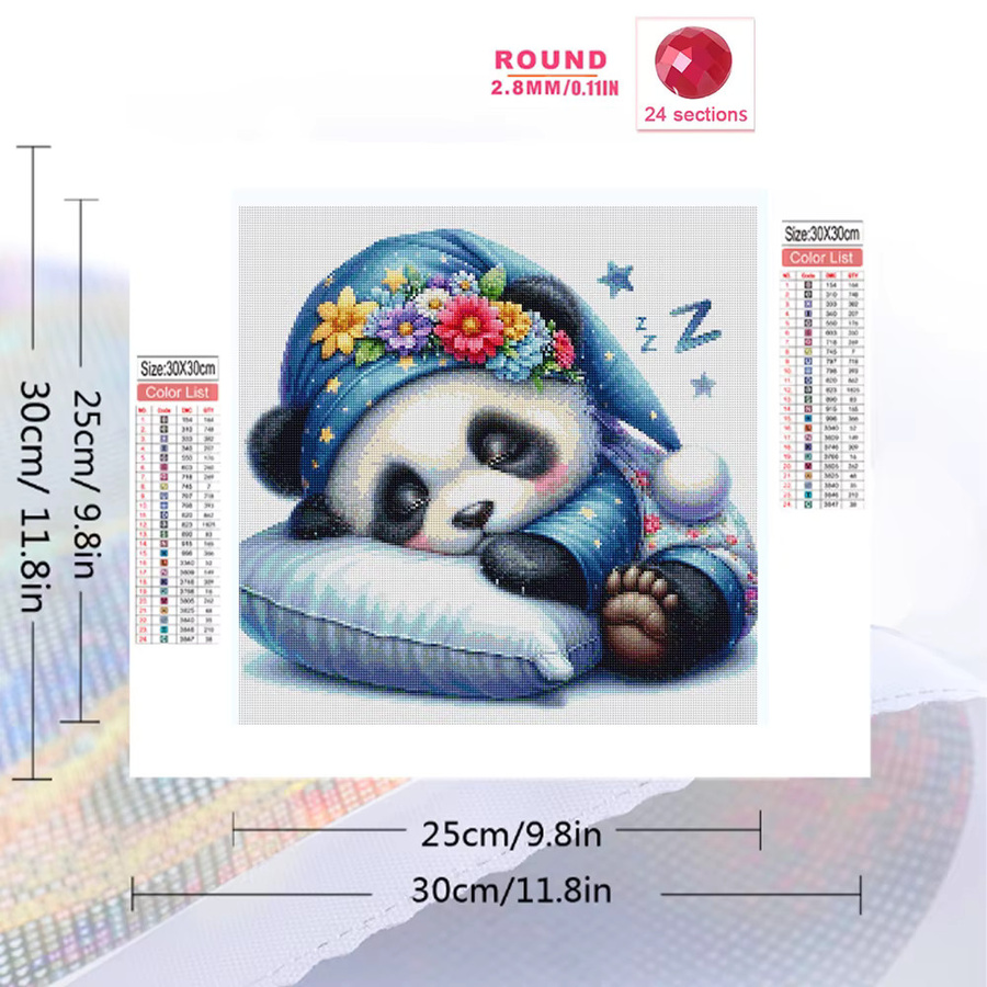 Evershine Diamant-Gemälde Panda und Blumen als 5D-Strass-Mosaik Wanddekoration in Multicolour - Bild 2