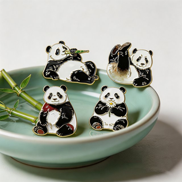 Reliatonny Brosche, Panda, Emaille, Unisex - Bild 1