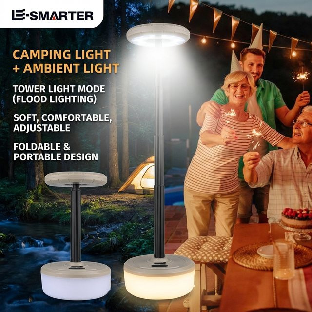 ESMARTER Multifunktionale Magnetische Outdoor-Campinglampe in Weiß mit Erweiterungsfunktion und Akku - Bild 1