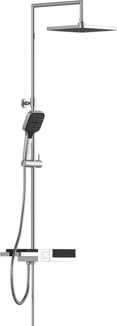 Schütte Überkopfbrause-Set Blueperl mit Handbrause und Ablage, Chrome-Schwarz, Edelstahl - Bild 1