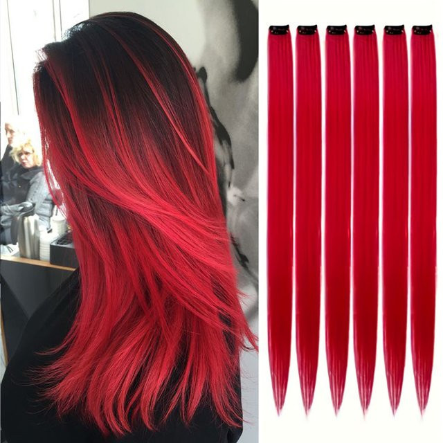 CQ-Chancey Clip-in Haarverlängerungen, 6 Stück, Mehrfarbig, Glatt, 22 Zoll, Kinder - Bild 1