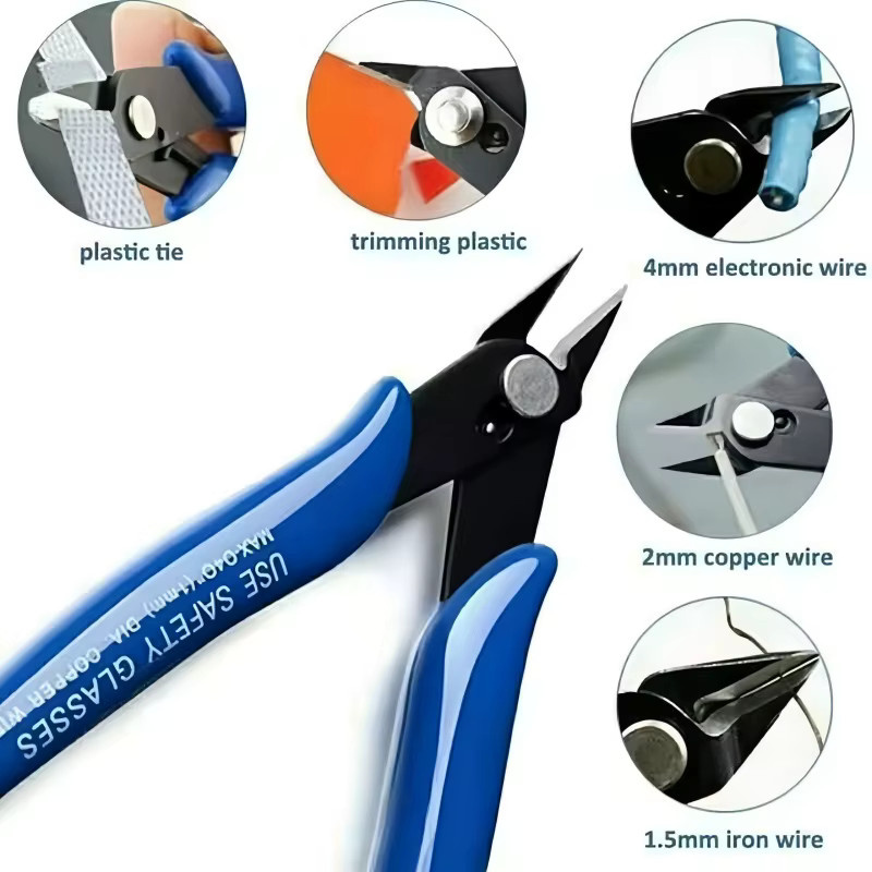 Einschneidige Diagonalzange aus Metall in Blau für Schmuckhandwerk und DIY-Drahtschneidearbeiten - Bild 3