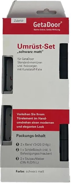 GetaDoor Umrüstset für Zimmertüren und Türzargen mit Bändern in Schwarz-Matt - Bild 1