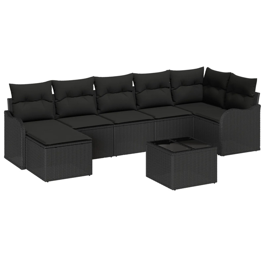 vidaXL Garten-Sofa-Set aus Poly Rattan in Schwarz mit 8-teiliger Polstergarnitur und Tisch - Bild 2
