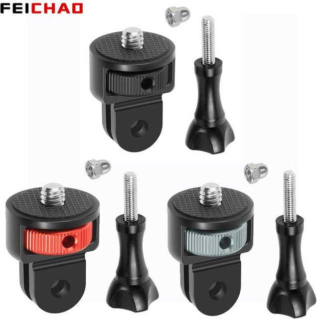 FEICHAO Universeller 1/4 Zoll Mini-Stativ-Adapter in Schwarz mit 360 Grad Drehung und M5 Rändelschraube für GoPro, Insta360 X4, Insta360 X3 und DJI Action-Kameras - Bild 1