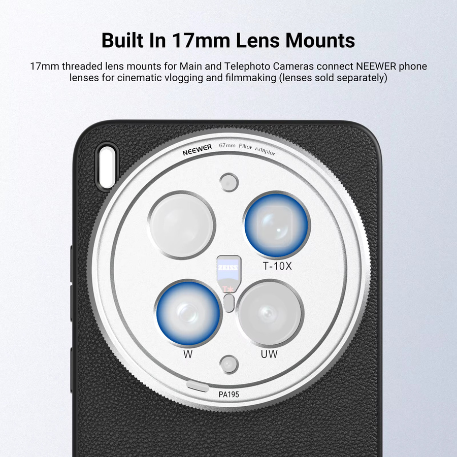 NEEWER Schutzhülle für VIVO X300 ULTRA und VIVO X300 PRO, TPU und PC Lederhülle mit 17mm Objektivhalterung und 67mm Filteradapter, Schwarz - Bild 3