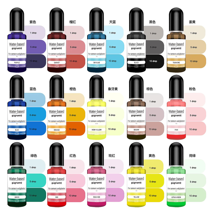 15 Farben Gips und Zement Pigment Konzentrat für DIY Handwerk und Formenbau in Multicolour und Schwarz - Bild 2