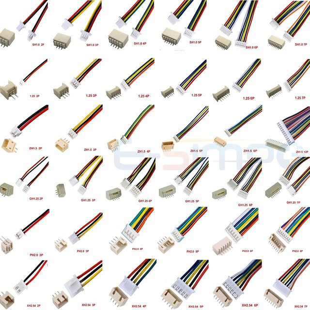 E-SIMPO 10er-Set Steckverbinder Buchsengehäuse mit Kabel und Stecker Wafer SH1.0 ZH1.5 PH2.0 XH2.54 - Bild 1