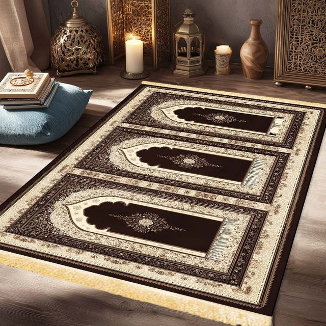 VIKAMA Faltbare Muslimische Gebetsmatte mit Quasten im orientalischen Design für Innen und Außen - Bild 1