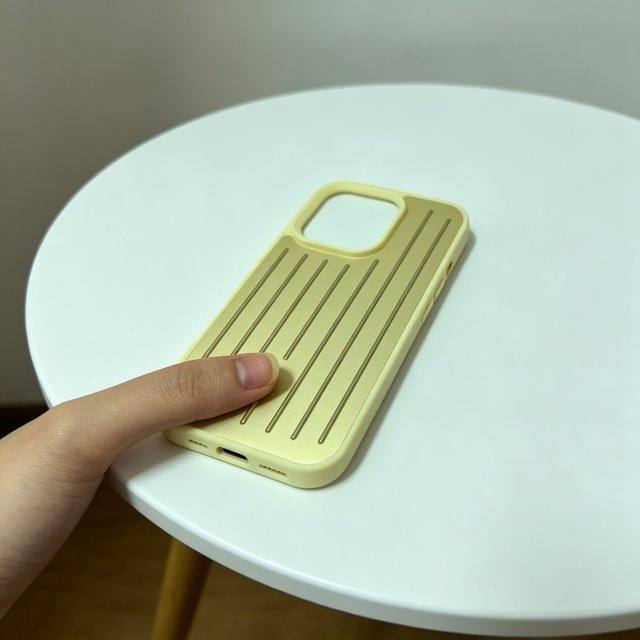 Luxuriöse 3D Business Handyhülle mit gestreiftem Muster und Legierung für iPhone 17 16 15 14 Pro Max in Pink und Yellow - Bild 1