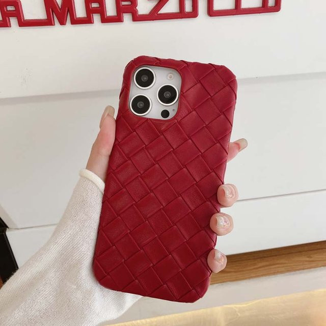 Caque Stoßfeste Lederschutzhülle für iPhone 13 Pro Max in Rot - Bild 1