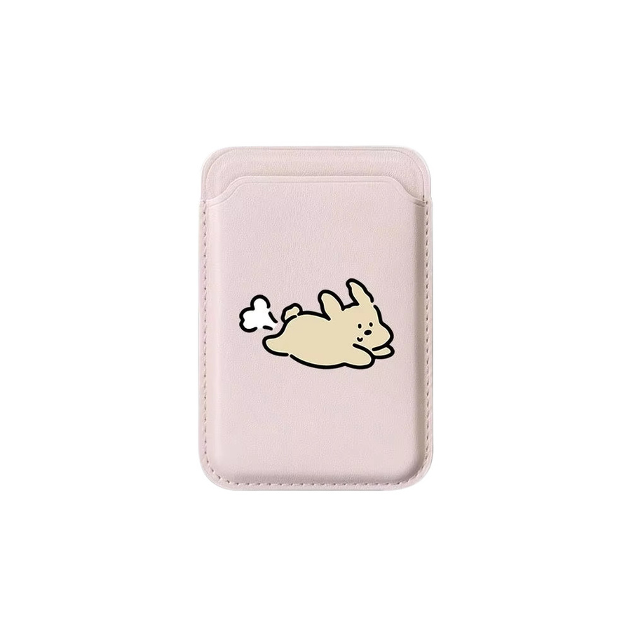 Magnetische Leder-Brieftasche mit Cartoon-Knochen-Hund Design für iPhone 17 16 15 Pro Max und Samsung Galaxy S25 S24 Ultra in Pink - Bild 2