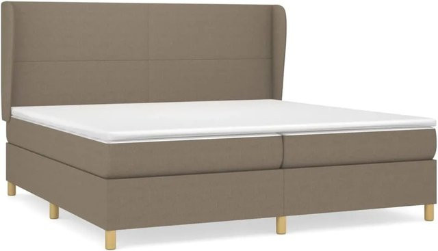 vidaXL Boxspringbett Hybrid mit Matratze und Kopfteil, Farbe: Taupe/Beige/Grau, B/T/H: 200 x 200 x 118 cm - Bild 1