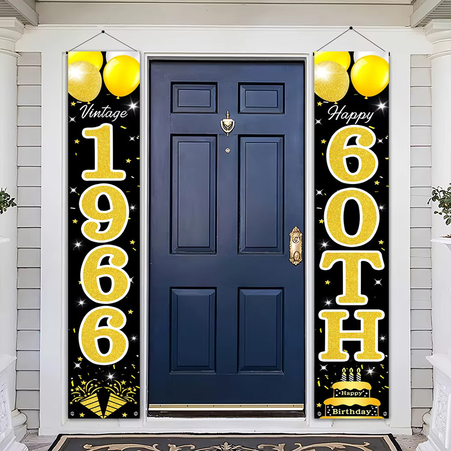 OURFETE Retro 60. Geburtstag Türschild-Set in Schwarz-Gold mit Vintage 1966 Themenbanner für die Veranda - Bild 5