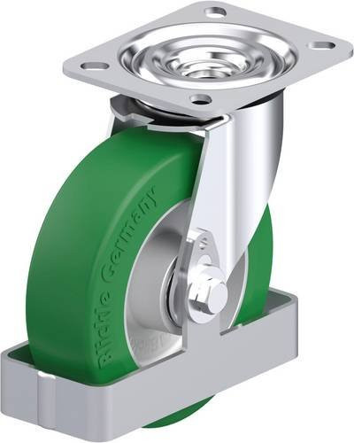Blickle L-ALST 125K-FS Stahlblech-Lenkrolle in Silber und Green mit 125 mm Rad-Durchmesser und 250 kg Tragfähigkeit - Bild 1