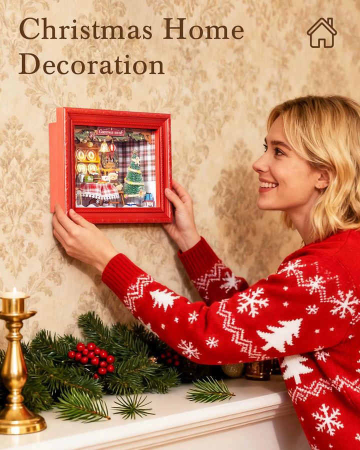 Rolife Christmas Eve Party 3D LED Diorama Holzpuzzle-Set für Erwachsene, Multicolor, Wandmontage oder Tischdekoration - Bild 3