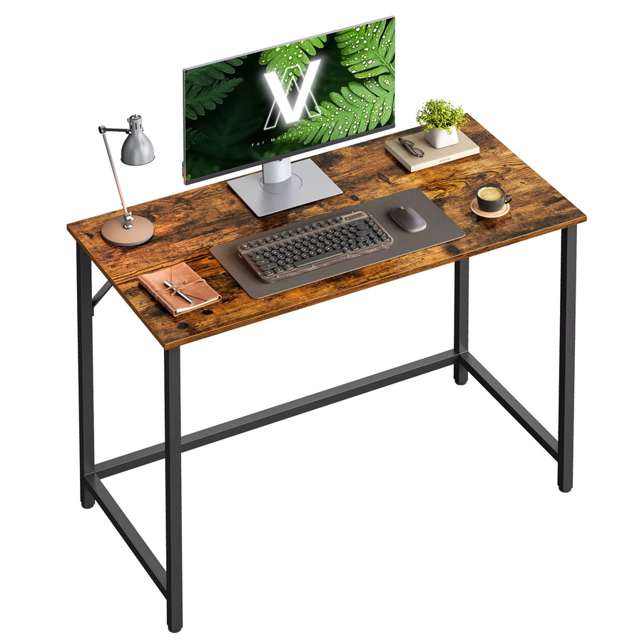 Vasagle Schreibtisch im Industrie-Design, Computertisch für Arbeitszimmer und Schlafzimmer, Braun-Schwarz, B/T/H: 100 x 50 x 75 cm - Bild 3