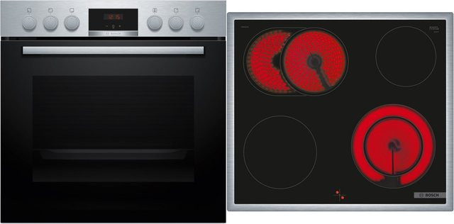 Bosch Herdset aus Einbaubackofen HEB513BS3 und Glaskeramikkochfeld NKN645GA2E in Edelstahl mit Heißluft und Grill - Bild 1