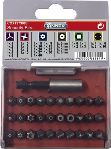 Connex Bitsatz Security mit 1/4 Zoll Universal-Magnethalter in Silber - Bild 1