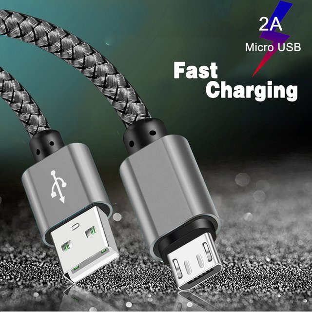 2A Micro USB Kabel aus rot geflochtenem Nylon für Android Smartphones von Samsung, Huawei, Xiaomi und HTC zur Datenübertragung und zum schnellen Laden - Bild 1