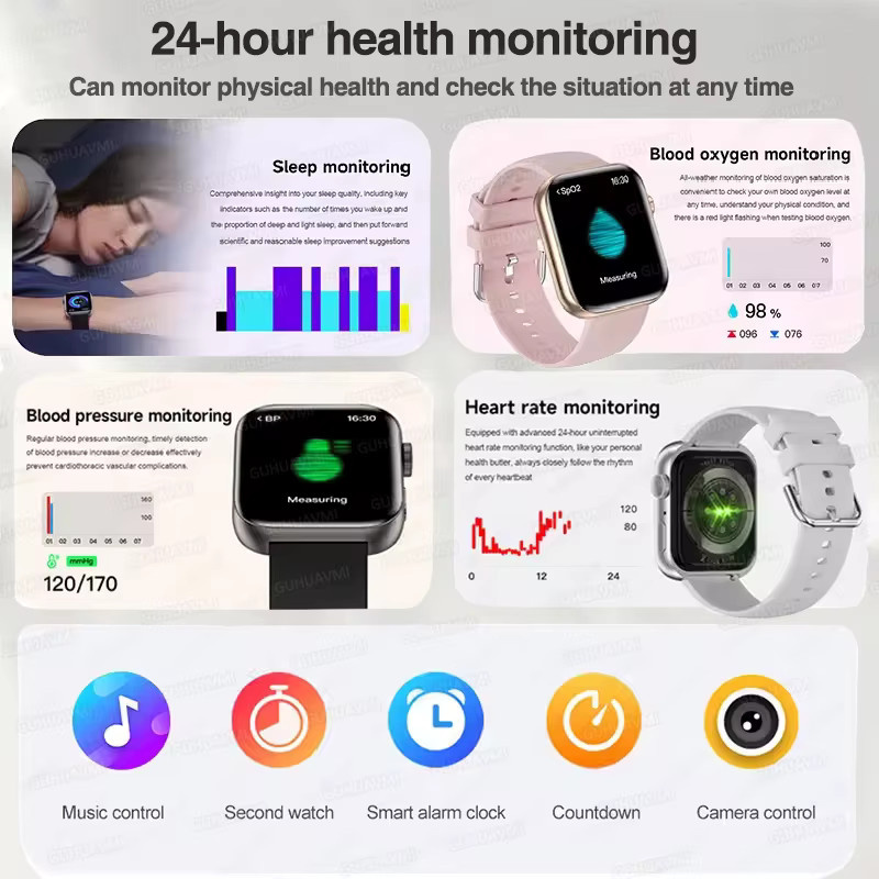 GUHUAVMI Smartwatch Serie 11 für Damen und Herren in Grau mit HD-AMOLED-Bildschirm, Bluetooth-Anruf, NFC, GPS und IP68 wasserdicht - Bild 4