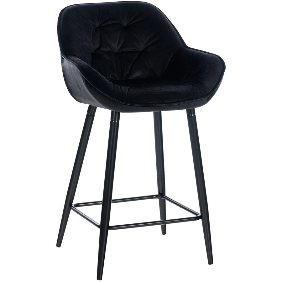 DELUKE Barhocker KUTOR Barstuhl aus Samt in Schwarz mit Lehne, B/T/H: 54 x 57,5 x 93,5 cm - Bild 2