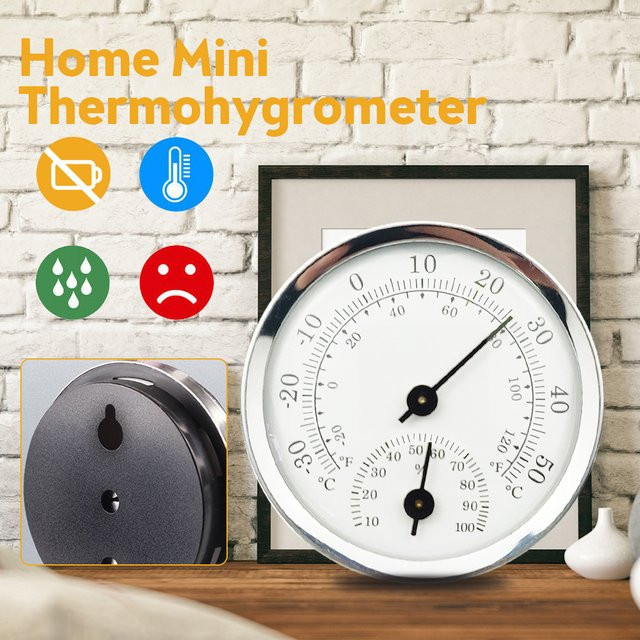 Aideepen Mini-Thermo-Hygrometer analoges Temperatur- und Luftfeuchtigkeitsmessgerät in Gold, Durchmesser: 58 mm - Bild 1