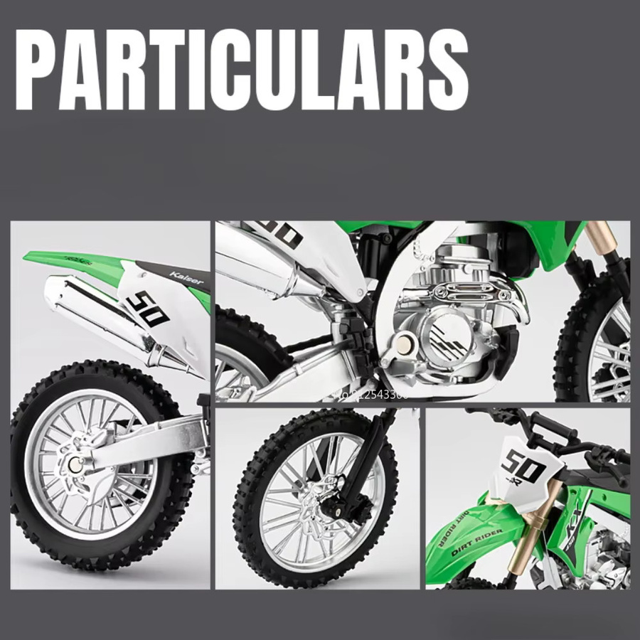 Kawasaki KX450 Mountain Off-Road Motorrad Modell, 1:12, Metall, Grün - Bild 2