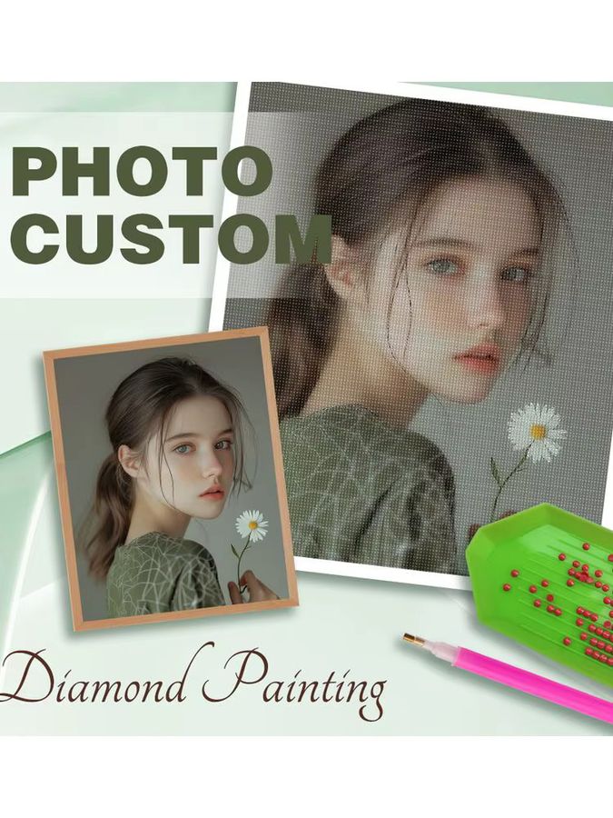 PhotoCustom 5D-Diamant-Stickerei zur Personalisierung von Porträts und Haustieren als Kreuzstich-Gemälde in Full Square Ausführung - Bild 3