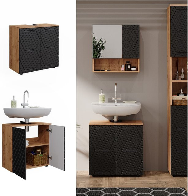 Vicco Waschbeckenunterschrank Irma Eiche Anthrazit für das Badezimmer B/T/H: 60 x 59 x 59 cm - Bild 1