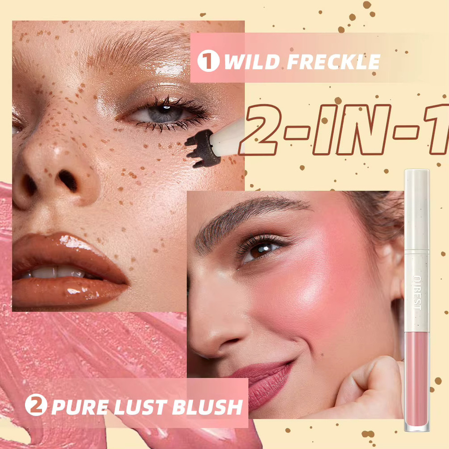 QIBEST Doppelkopf-Sommersprossen-Stempelstift und flüssiges Rouge, Creme - Bild 2
