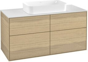 Villeroy & Boch Finion Waschtischunterschrank mit integrierter Wandbeleuchtung, Eichenfurnier und weißem Glas, B/T/H: 120 x 60,3 x 50,1 cm - Bild 1