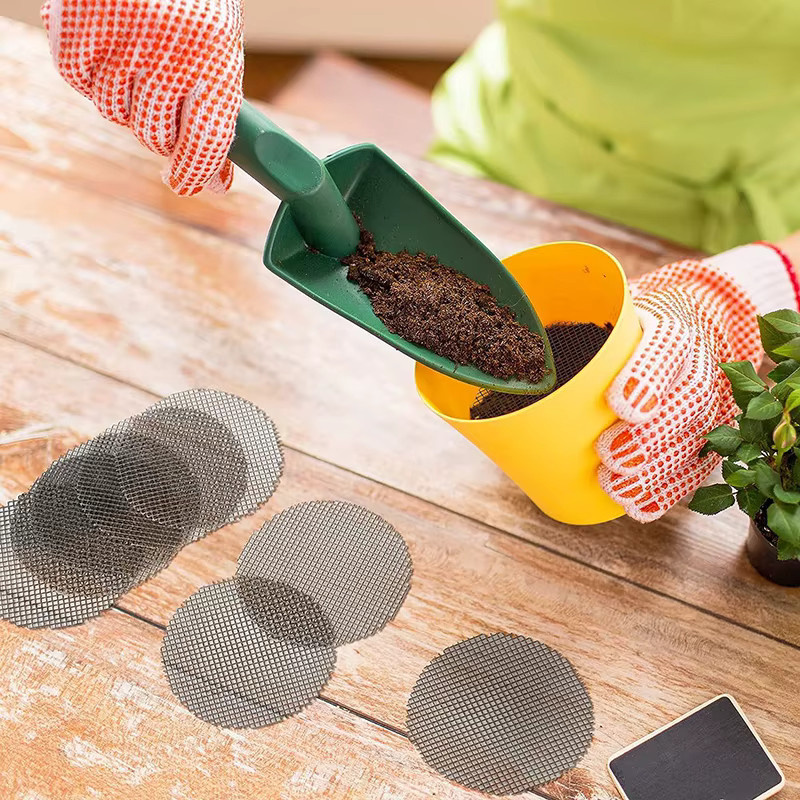 50 Stück runde Topf-Lochgitter-Matten von eelhoe in Schwarz zur Drainage und zum Schutz vor Bodenverlust für Bonsai und Blumenpflanzen - Bild 3