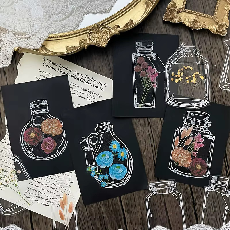 30 Stück transparente selbstklebende Glasflaschenaufkleber aus Kunststoff für DIY-Projekte und Scrapbooking - Bild 4