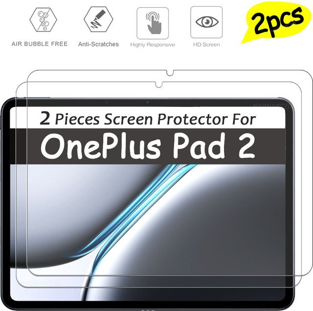 2 Stück OnePlus Pad 2 Displayschutzfolie aus gehärtetem Glas, ultraklare HD-Hartfolie, kratzfest, transparent, 12,1 Zoll - Bild 1