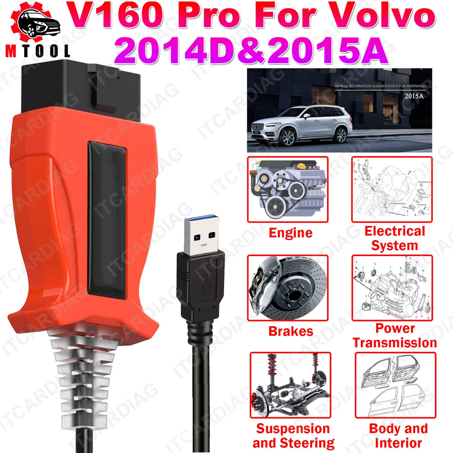 ITCARDIAG Auto-Diagnosewerkzeug V160 Pro in Rot für Volvo XC60, S60, V70, V50, V40, S40 und weitere Modelle (Modelljahre 2014, 2015, 2016) - Bild 6